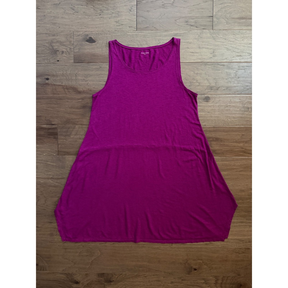 Eileen Fisher Magenta Hemp‎ Organic Cotton Slub Sleeveless Dress XL Womens